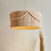 Rattan-Hängelampe im Retro-Stil mit Holzperlen