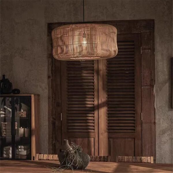 Rattan-Hängelampe im Vintage-Stil