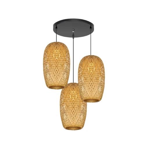 Rattan-Hängelampe in Olivenform 2 Rattan-Hängelampe in Olivenform 2