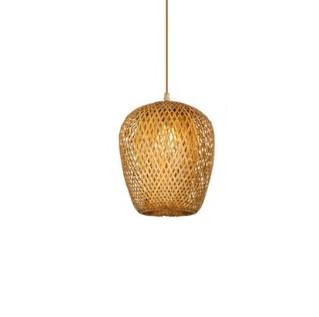 Rattan-Hängelampe in Olivenform Beige