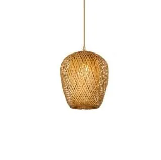 Rattan-Hängelampe in Olivenform Beige