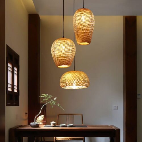 Rattan-Hängelampe mit drei Designs Rattan-Hängelampe mit drei Designs