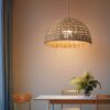 Rattan-Hängelampe mit natürlichem Schirm