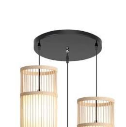 Rattan-Hängelampe zylindrisch Beige