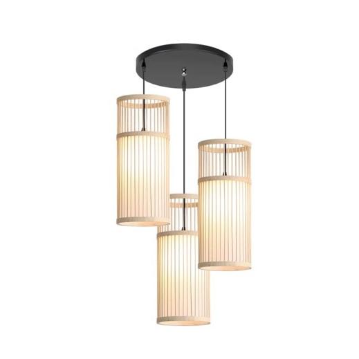 Rattan-Hängelampe zylindrisch Beige