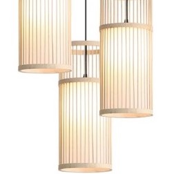 Rattan-Hängelampe zylindrisch Beige