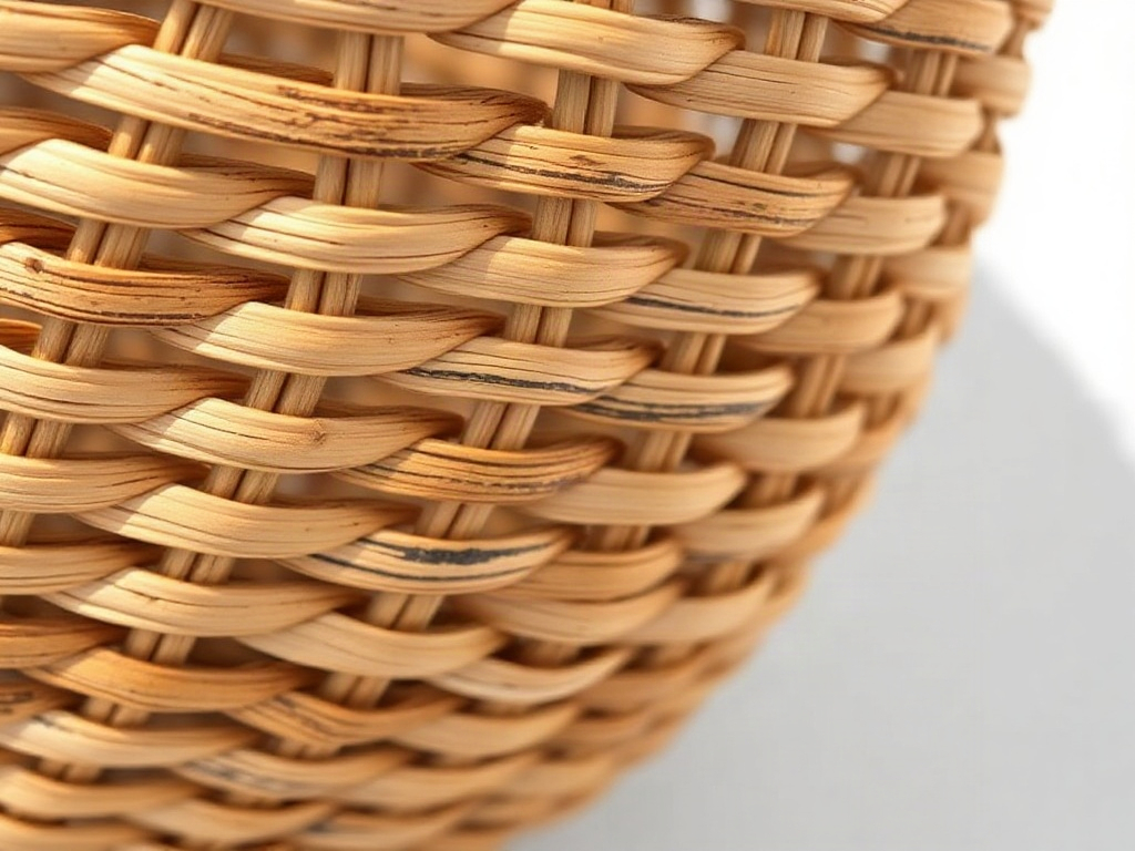 Nahaufnahme der feuchtigkeitsresistenten Rattan-Flechtstruktur mit Schutzversiegelung