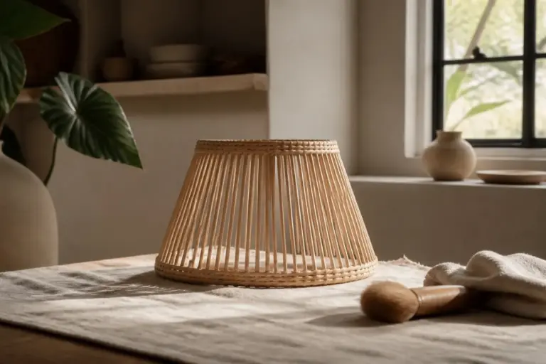 Rattan Lampenschirm mit weichem Pinsel und Mikrofasertuch