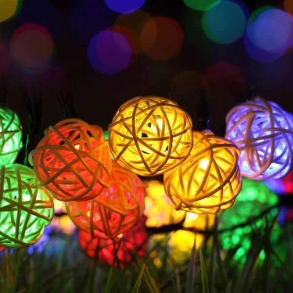 Rattan Lichterkette für den Außenbereich