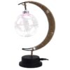 Rattan Mondlampe mit rosa Schirm