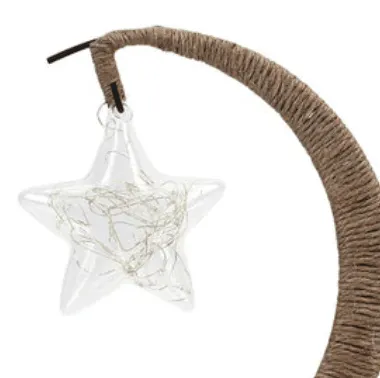 Rattan Mondlampe mit Sternenlampe USB