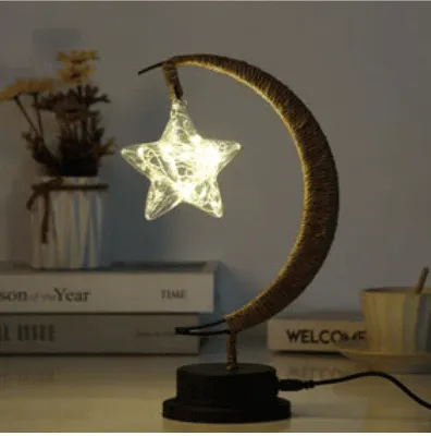 Rattan Mondlampe mit Sternenlampe USB Rattan Mondlampe mit Sternenlampe USB