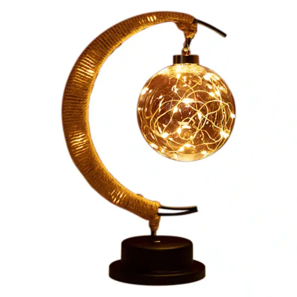 Rattan Mondlampe mit USB-Anschluss 2