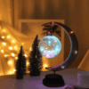 Rattan Mondlampe mit USB-Anschluss Mondform