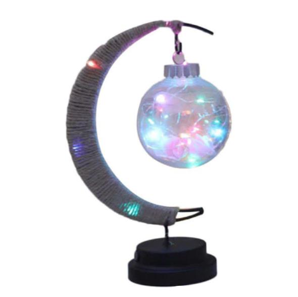 Rattan Mondlampe mit USB-Anschluss Mondform