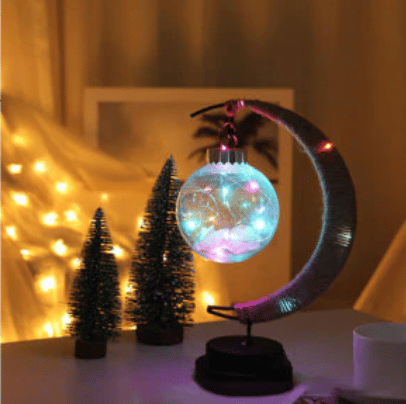 Rattan Mondlampe mit USB-Anschluss Mondform