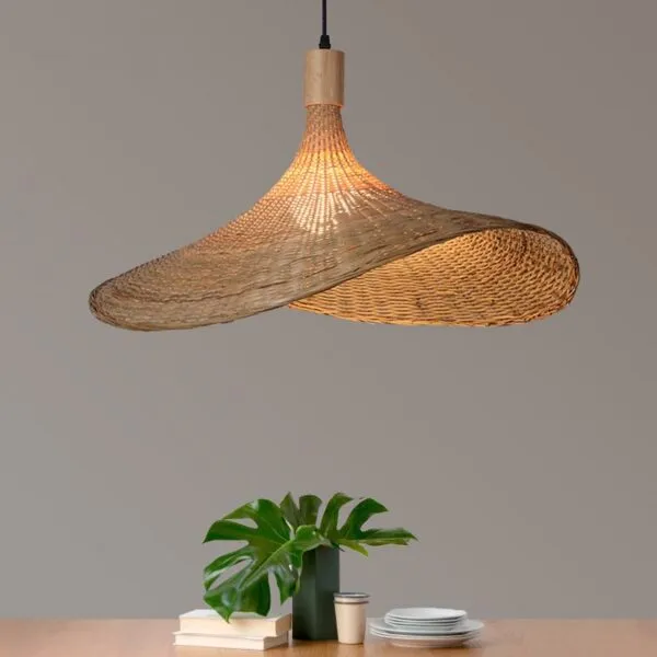 Rattan Pendelleuchte handgefertigt mit Bambus und Peddigrohr Rattan Pendelleuchte handgefertigt mit Bambus und Peddigrohr