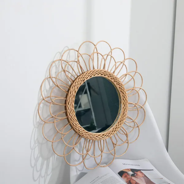 Rattan-Spiegel große Blume Rattan-Spiegel große Blume