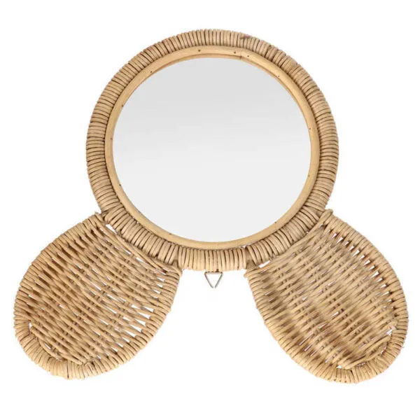 Rattan-Spiegel im Bärenkopf-Design Rattan-Spiegel im Bärenkopf-Design