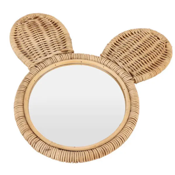 Rattan-Spiegel im Bärenkopf-Design Rattan-Spiegel im Bärenkopf-Design