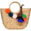 Rattan-Tasche mit Pompons Rattan-Tasche mit Pompons
