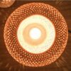 Rattan Tischleuchte mit Metallfuß