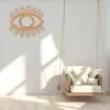 Rattan-Wandspiegel mit Augenmotiv Rattan-Wandspiegel mit Augenmotiv