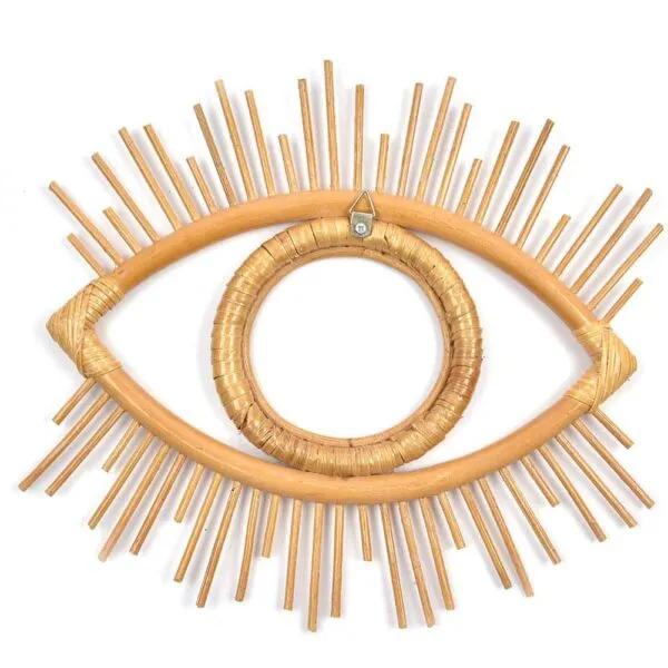 Rattan-Wandspiegel mit Augenmotiv Rattan-Wandspiegel mit Augenmotiv