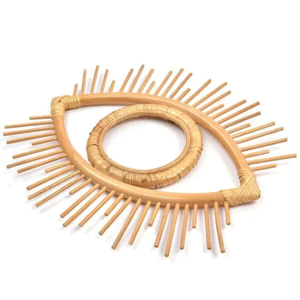 Rattan-Wandspiegel mit Augenmotiv Rattan-Wandspiegel mit Augenmotiv