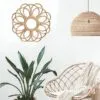 Rattan-Wandspiegel rund