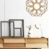Rattan-Wandspiegel rund
