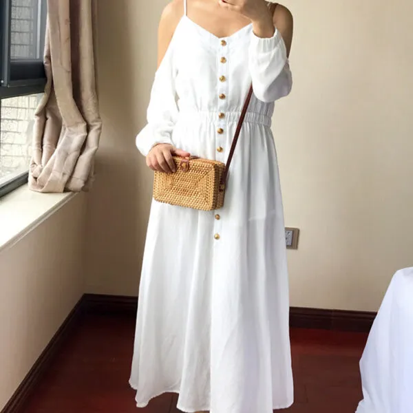 Rechteckige Rattan-Handtasche