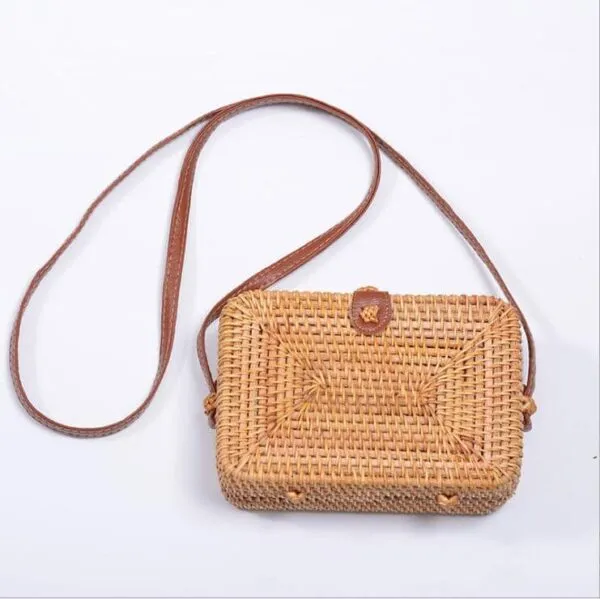 Rechteckige Rattan-Handtasche für Damen Rechteckige Rattan-Handtasche für Damen