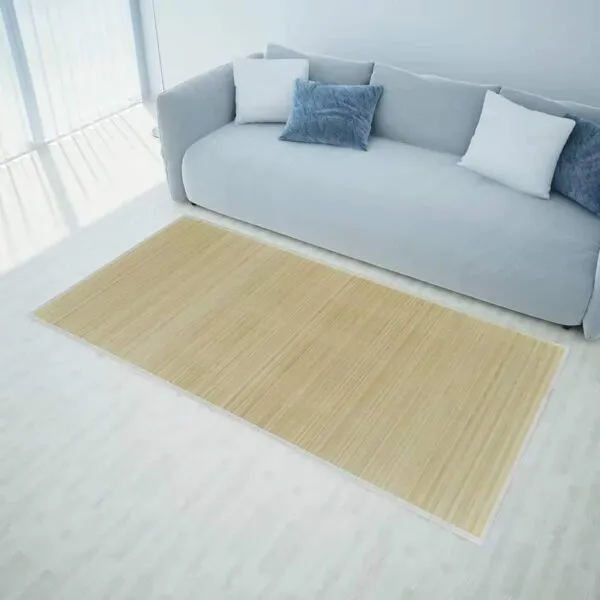 Rechteckiger Bambusteppich in Beige Rechteckiger Bambusteppich in Beige