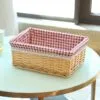 Rechteckiger Rattan-Aufbewahrungskorb mit Baumwoll-Innenkorb Rechteckiger Rattan-Aufbewahrungskorb mit Baumwoll-Innenkorb