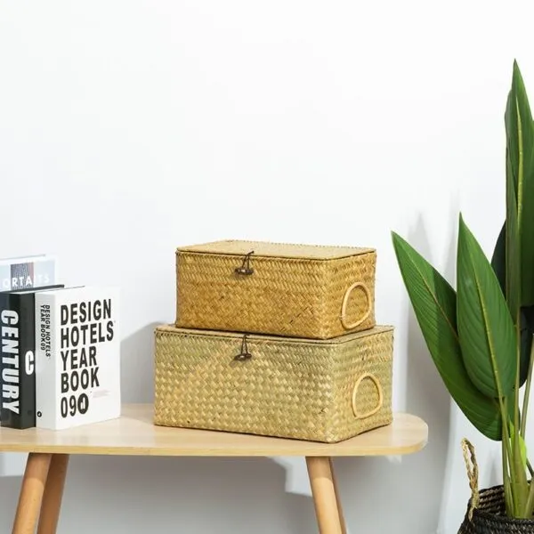 Rechteckiger Rattan-Aufbewahrungskorb mit Griff Rechteckiger Rattan-Aufbewahrungskorb mit Griff