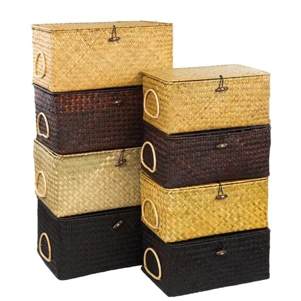 Rechteckiger Rattan-Aufbewahrungskorb mit Griff Rechteckiger Rattan-Aufbewahrungskorb mit Griff