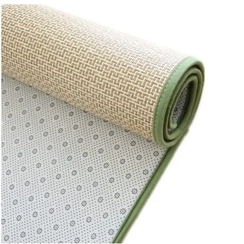 Rechteckiger Rattan-Teppich im japanischen Stil mit grüner Kante Rechteckiger Rattan-Teppich im japanischen Stil mit grüner Kante
