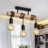 Retro Deckenleuchte aus Holz mit drei Lampenschirmen Retro Deckenleuchte aus Holz mit drei Lampenschirmen