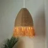 Retro-Hängelampe aus Stroh und Rattan