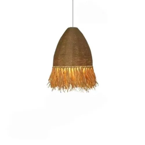 Retro-Hängelampe aus Stroh und Rattan Retro-Hängelampe aus Stroh und Rattan