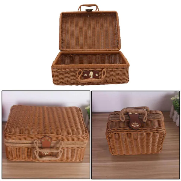 Retro-Koffer Aufbewahrungskorb aus Rattan Retro-Koffer Aufbewahrungskorb aus Rattan