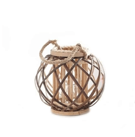 Retro-Rattanlaterne mit geflochtenem Seil