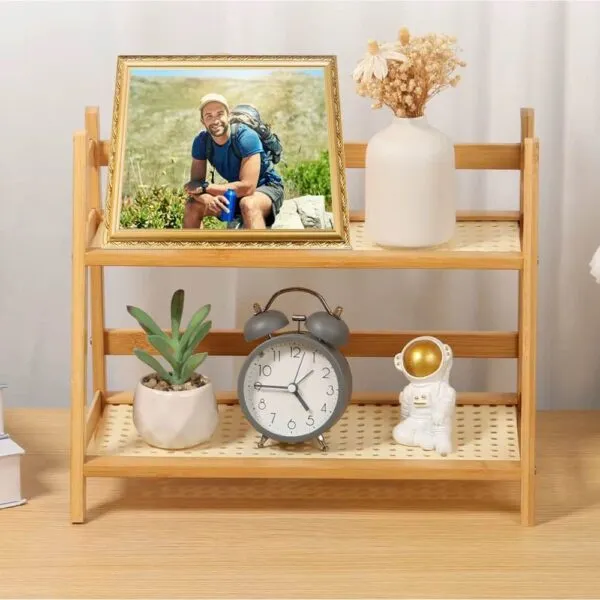 Robuste Bambus-Etagere mit 2 Ebenen Robuste Bambus-Etagere mit 2 Ebenen