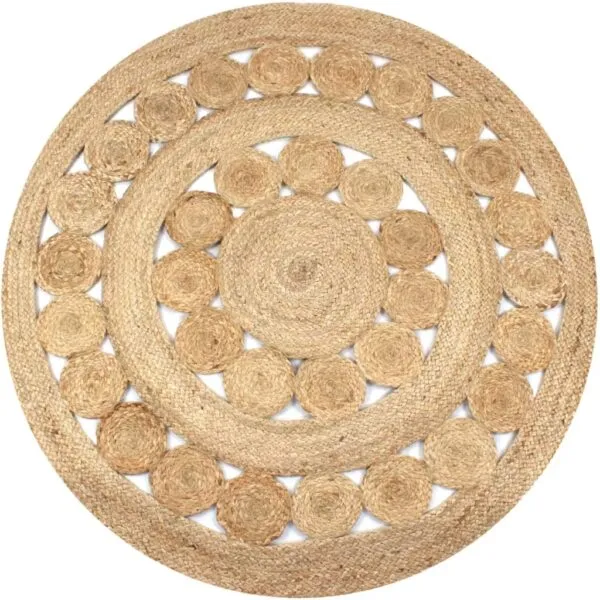 Rund geflochtener Juteteppich im Rattan-Look Rund geflochtener Juteteppich im Rattan-Look