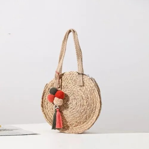 Runde Basttasche für Damen Runde Basttasche für Damen