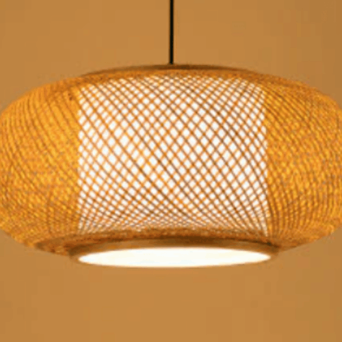 Runde Hängelampe aus Rattan