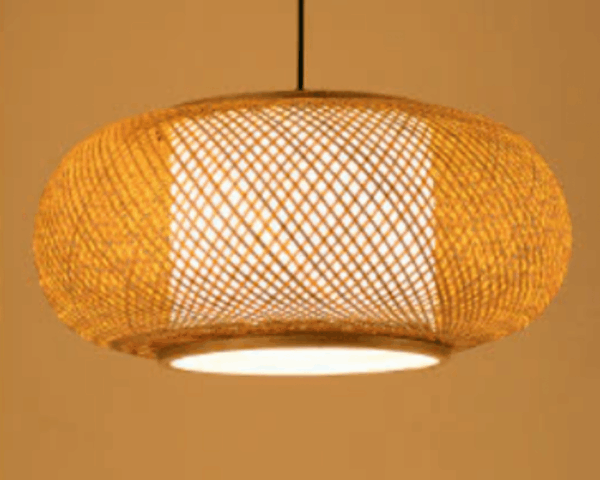 Runde Hängelampe aus Rattan
