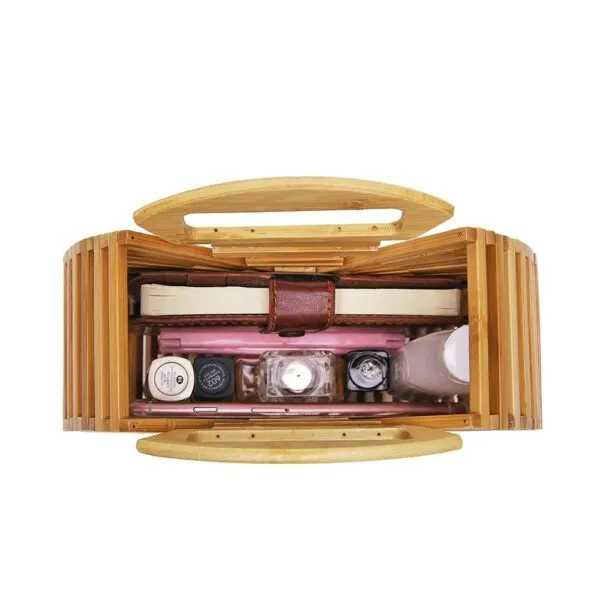 Runde Holz-Handtasche für Damen Runde Holz-Handtasche für Damen