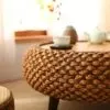 Runde Pedestal-Tisch aus Rattan Runde Pedestal-Tisch aus Rattan